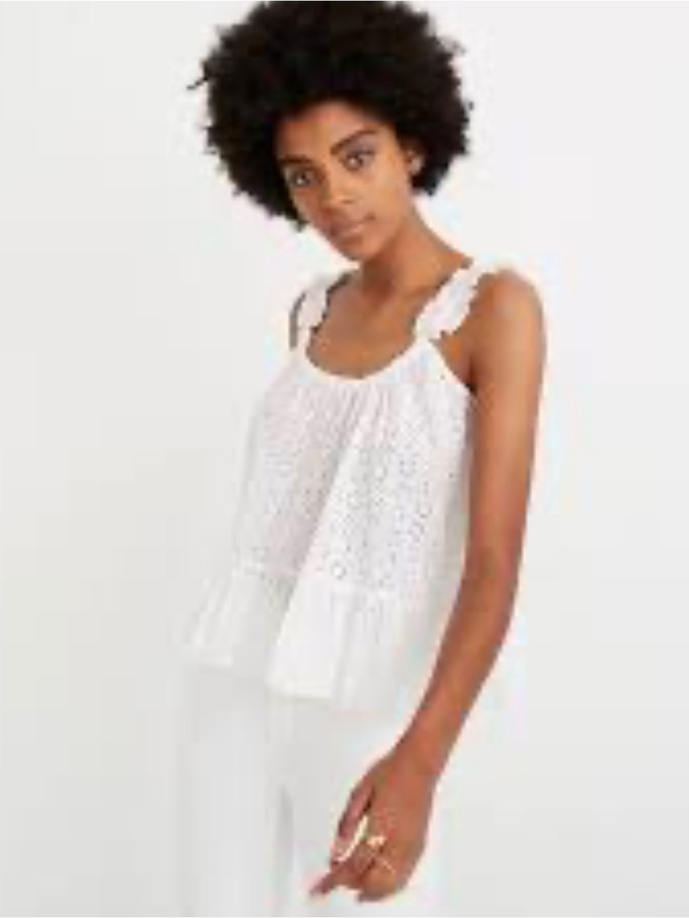 Madewell White Eyelet Peplum Camisole